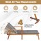 Costway Patio Rattan Chaise Lounge Chair Recliner Back Adjustable Acacia Wood Garden
